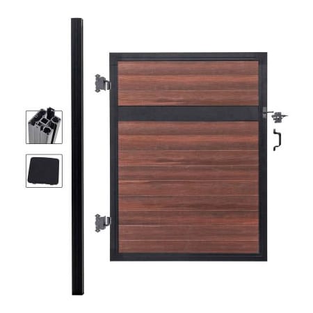 Jewett Cameron Companies Estate 4'W x 6'H Black Rose Aluminum/Composite Adjustable Single Fence Gate Kit - IN GROUND ONLY EF ET1226